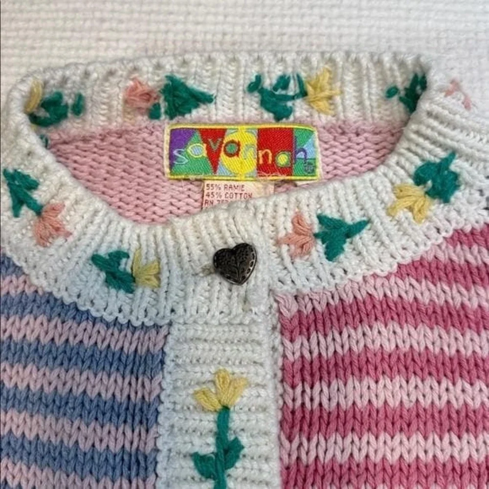 Savannah Cardigan Sweater Soft Pink Easter Kidcore Cute‎ Bunny Girl's  Large 14